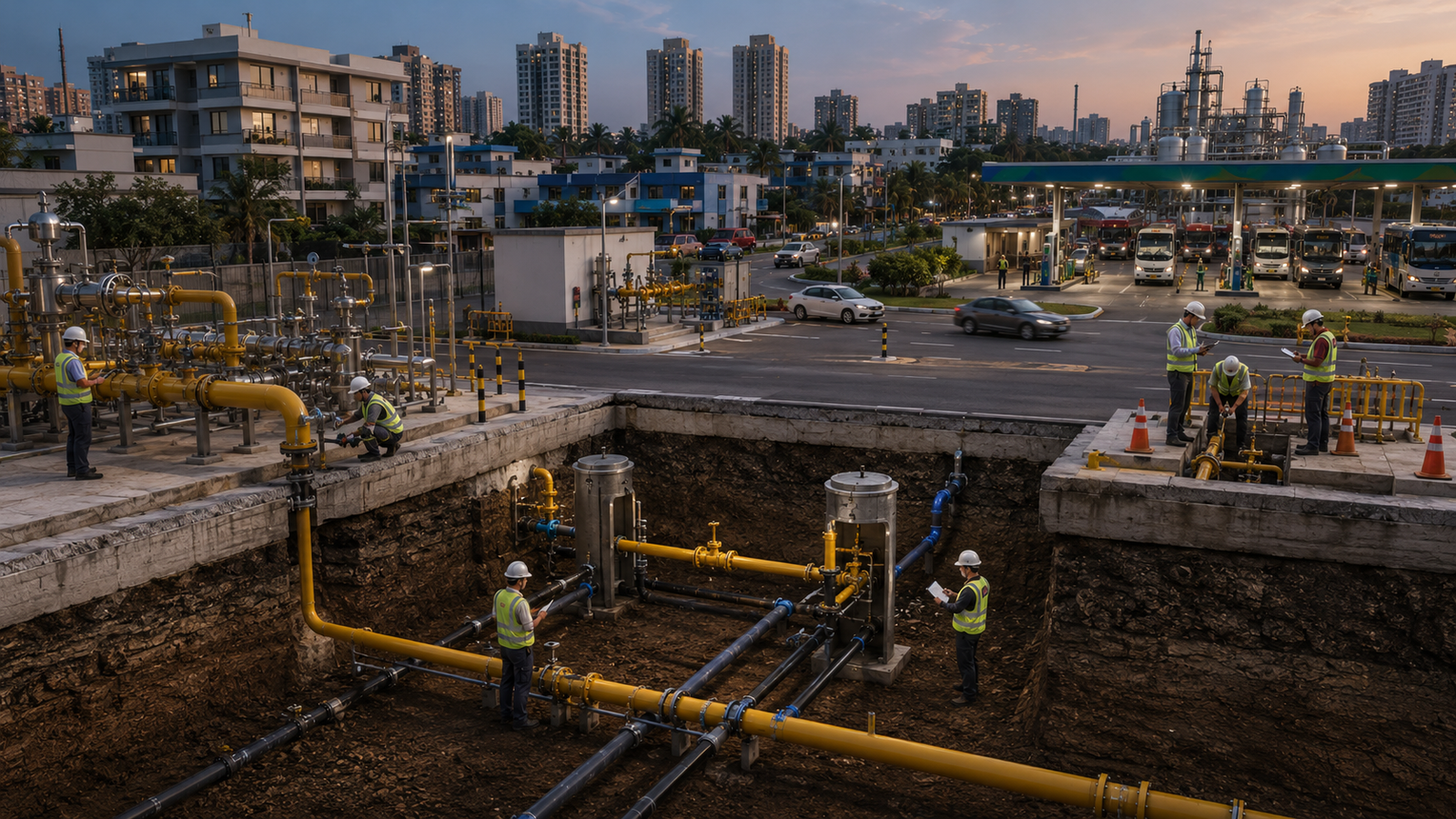 Indian City Gas Distribution network showing regulatory, technical, safety, integrity, capacity and performance assessment environment
